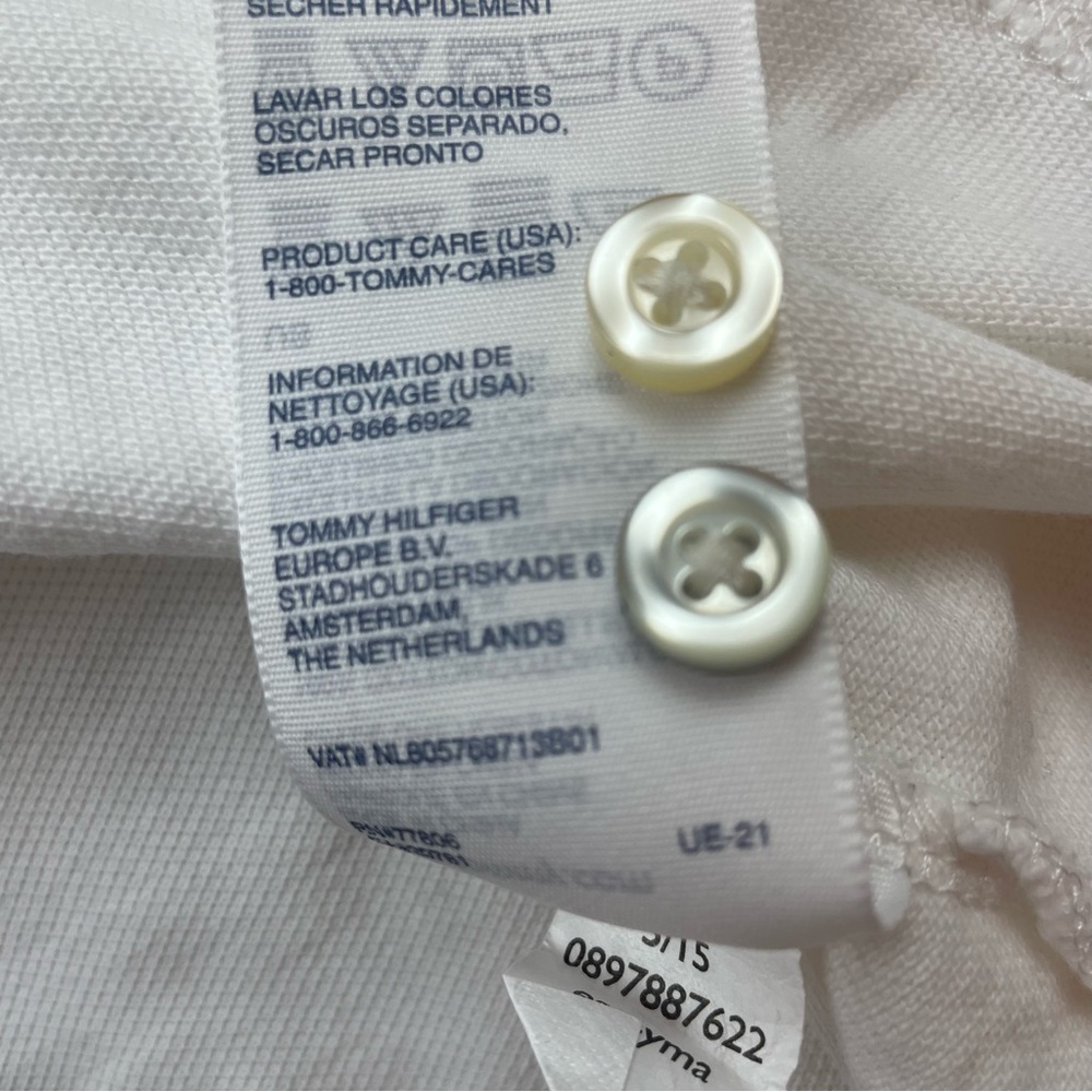 Tommy Hilfiger White Polo Shirt Men’s Size Large 100% Cotton - Picture 4 of 4